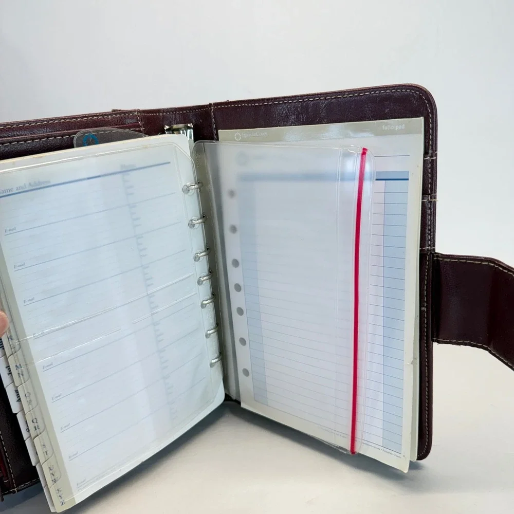 Franklin Covey Leather 7 Ring Planner Classic Size Binder Organizer Snap Closure